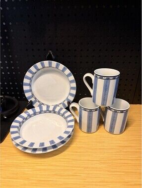 Vintage Dansk Bistro Café Parisian Blue Dinnerware Set – 6 Pieces